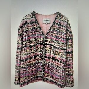 Rare CHANEL Multicolor Pastel Tweed Jacket FR40 (8 US equiv.).